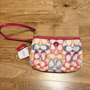 Coach Pink and Multicolor Wristlet